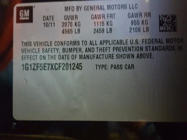 1G1ZF5E7XCF201245 - 2012 CHEVROLET MALIBU 3LT 黑色 照片 10