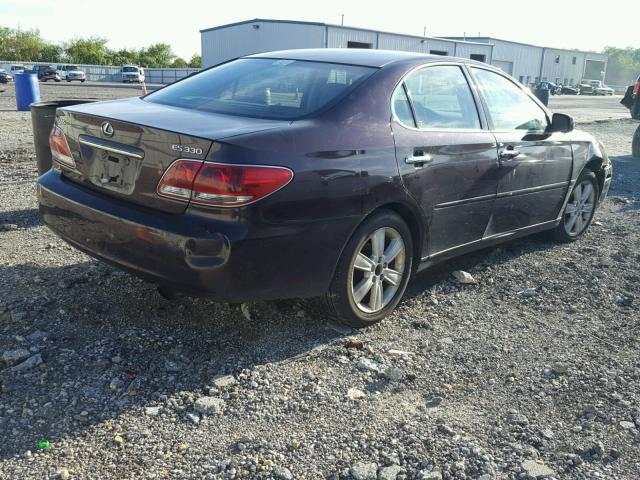 JTHBA30G255138703 - 2005 LEXUS ES 330 BURGUNDY photo 4