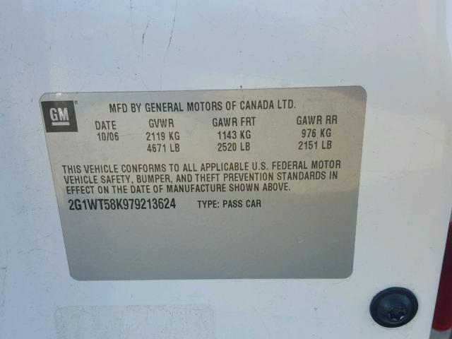 2G1WT58K979213624 - 2007 CHEVROLET IMPALA 白色 照片 10