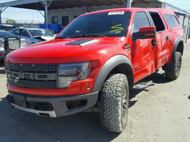 1FTFW1R67DFA31285 - 2013 FORD F150 SVT R RED photo 2