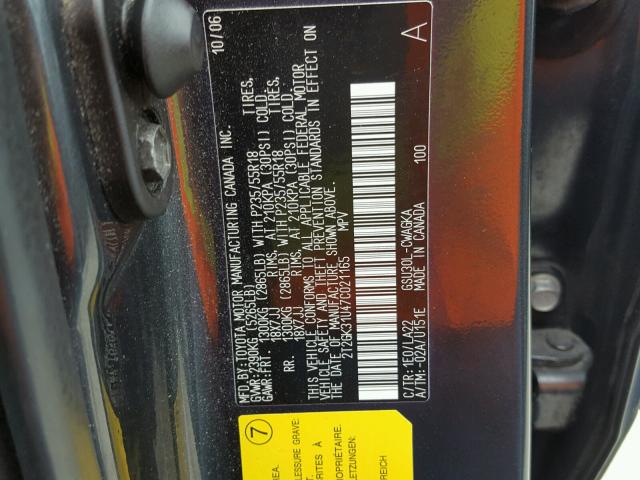 2T2GK31U47C021165 - 2007 LEXUS RX 350 CHARCOAL photo 10