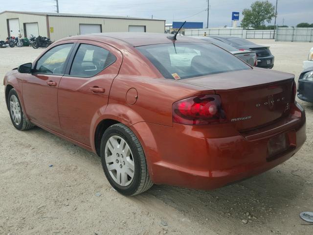 1C3CDZABXCN238620 - 2012 DODGE AVENGER SE ORANGE photo 3