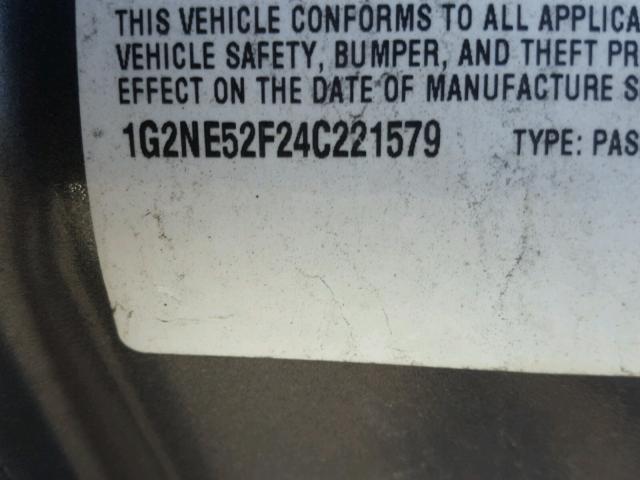 1G2NE52F24C221579 - 2004 PONTIAC GRAND AM S 灰色 照片 10
