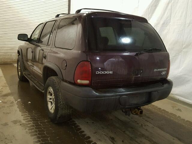 1D4HS38N53F616750 - 2003 DODGE DURANGO SP BURGUNDY photo 3