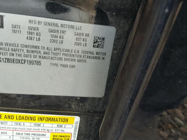 1G1ZB5E0XCF199785 - 2012 CHEVROLET MALIBU LS 黑色 照片 10