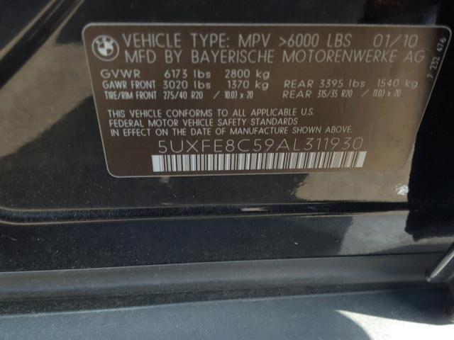 5UXFE8C59AL311930 - 2010 BMW X5 XDRIVE4 BLACK photo 10