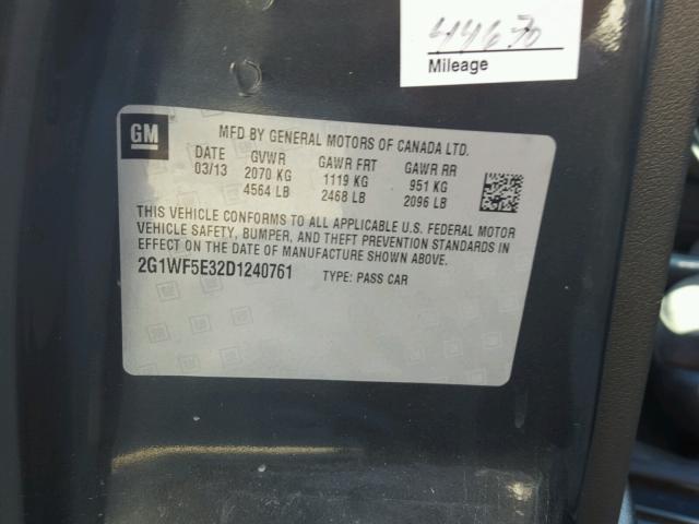 2G1WF5E32D1240761 - 2013 CHEVROLET IMPALA LS GRAY photo 10