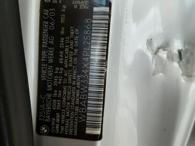 WBABW334X4PL25868 - 2004 BMW 325 CI SILVER photo 10