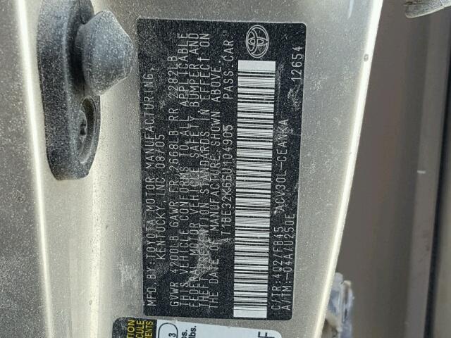 4T1BE32K66U104905 - 2006 TOYOTA CAMRY LE 米色 照片 10