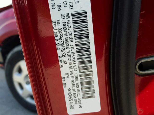 3D4PG4FB7AT257335 - 2010 DODGE JOURNEY RED photo 10