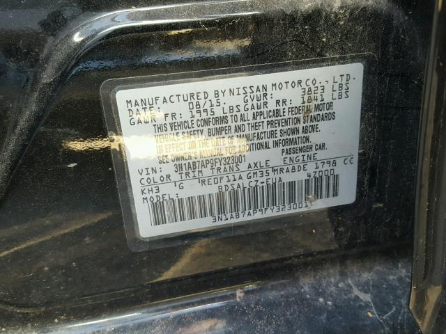 3N1AB7AP9FY323001 - 2015 NISSAN SENTRA S BLACK photo 10