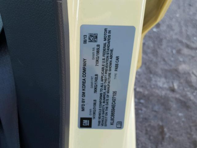 KL8CB6S94EC427105 - 2014 CHEVROLET SPARK LS YELLOW photo 10