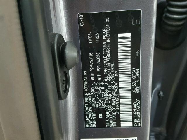 JTJBM7FX7J5198409 - 2018 LEXUS GX BASE BLACK photo 10