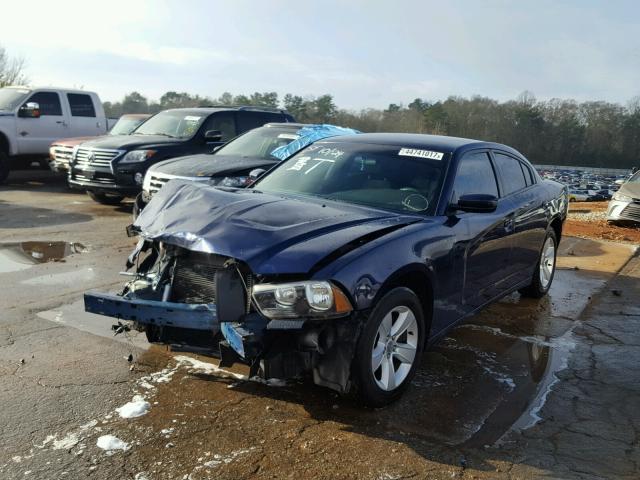 2C3CDXBG4EH108309 - 2014 DODGE CHARGER BLUE photo 2