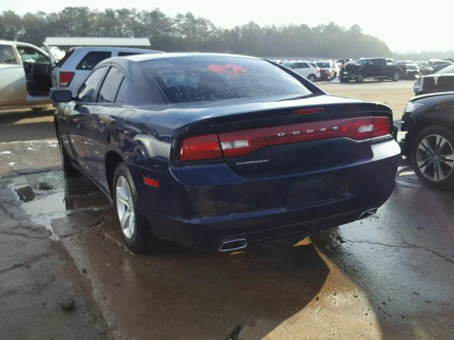 2C3CDXBG4EH108309 - 2014 DODGE CHARGER BLUE photo 3