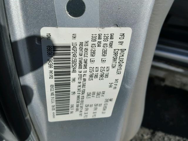 1D4GP24R15B252448 - 2005 DODGE GRAND CARA SILVER photo 10