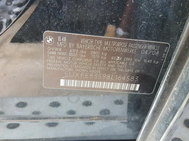 5UXFE83598L164583 - 2008 BMW X5 4.8I BLACK photo 10
