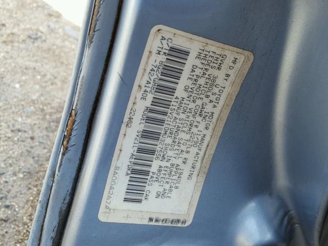 4T1SV21E0MU327556 - 1991 TOYOTA CAMRY DLX BLUE photo 10