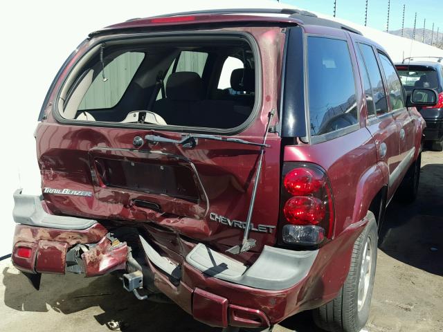 1GNDT13S242379631 - 2004 CHEVROLET TRAILBLAZE BURGUNDY photo 4