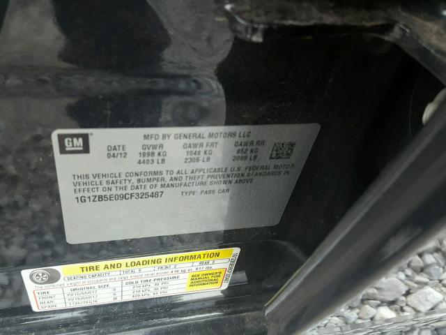 1G1ZB5E09CF325487 - 2012 CHEVROLET MALIBU LS Qara foto 10