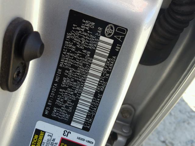 2T1BU4EE5BC607786 - 2011 TOYOTA COROLLA BA SILVER photo 10