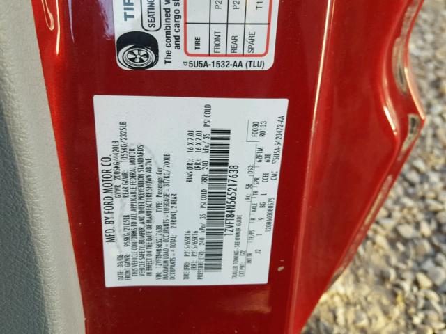 1ZVFT84N565217638 - 2006 FORD MUSTANG RED photo 10