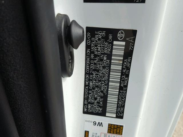 JTKDE167890301134 - 2009 TOYOTA SCION TC 白色 照片 10