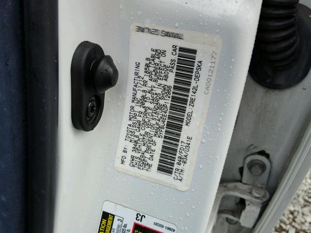 5YFBU4EE4DP112966 - 2013 TOYOTA COROLLA BA WHITE photo 10