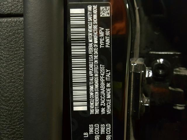 ZACCJAAB9HPF42557 - 2017 JEEP RENEGADE S 黑色 照片 10