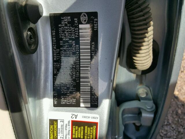 4T1BK3DB5BU404208 - 2011 TOYOTA AVALON BAS BLUE photo 10