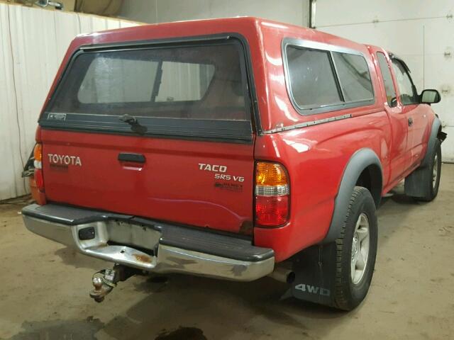 5TEWN72N31Z862143 - 2001 TOYOTA TACOMA XTR RED photo 4