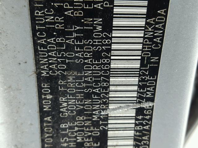 2T1KR32E87C682182 - 2007 TOYOTA MATRIX XR 灰色 照片 10