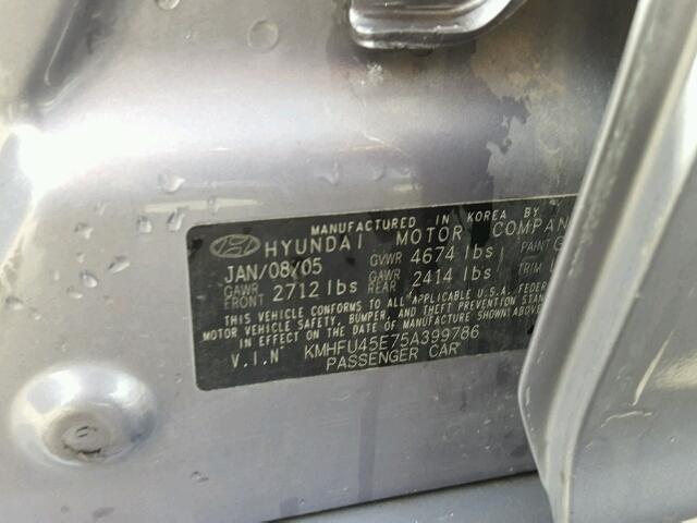 KMHFU45E75A399786 - 2005 HYUNDAI XG GRAY photo 10