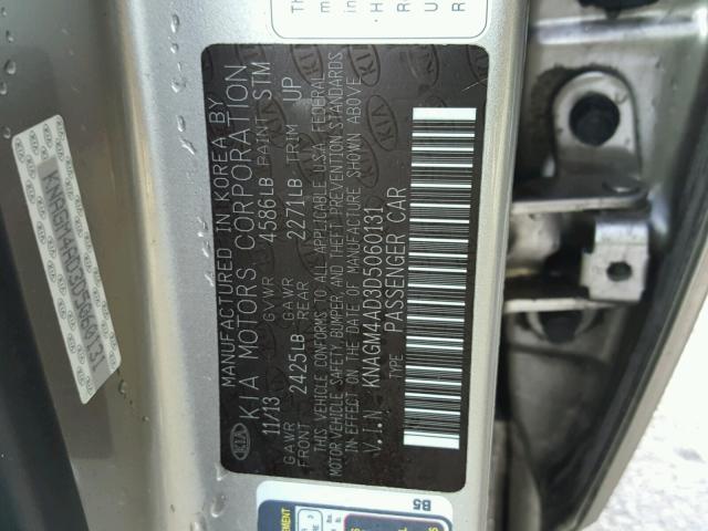 KNAGM4AD3D5060131 - 2013 KIA OPTIMA HYB TAN photo 10