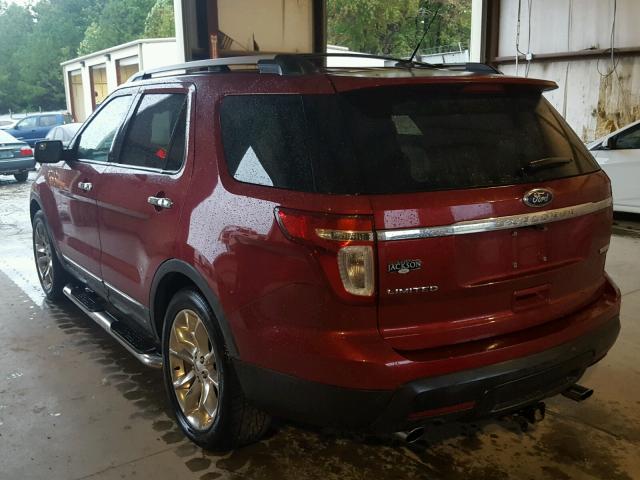 1FM5K7F97DGA96443 - 2013 FORD EXPLORER L RED photo 3