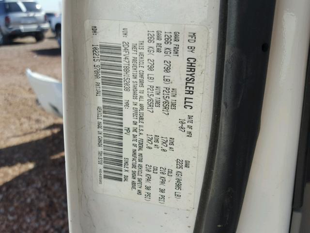 2D4FV47T88H152038 - 2008 DODGE MAGNUM WHITE photo 10