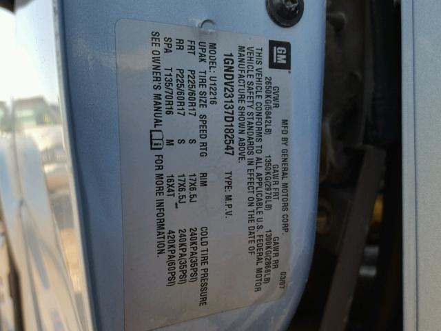 1GNDV23137D182547 - 2007 CHEVROLET UPLANDER L BLUE photo 10