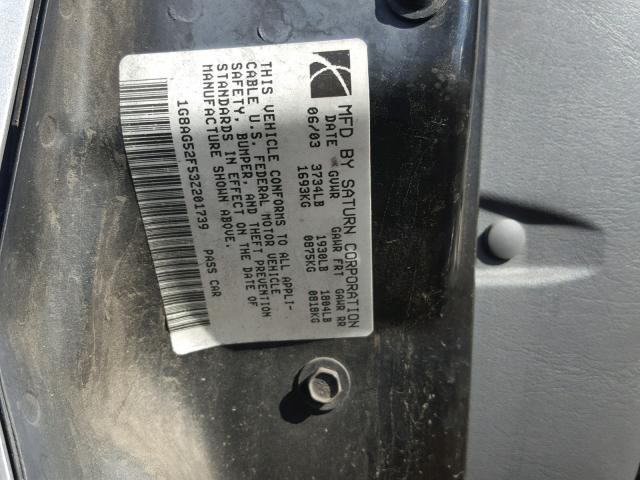 1G8AG52F53Z201739 - 2003 SATURN ION LEVEL SILVER photo 10