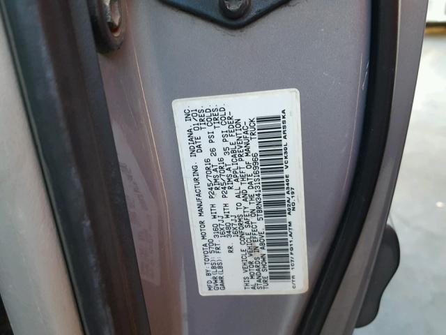 5TBRN34131S169966 - 2001 TOYOTA TUNDRA SILVER photo 10