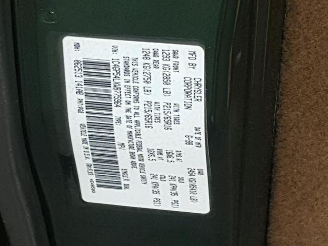 1C4GP54LXWB775964 - 1998 CHRYSLER TOWN & COU GREEN photo 10