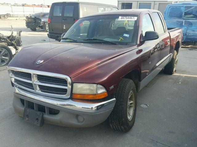 1B7GL2AN2YS607805 - 2000 DODGE DAKOTA QUA BURGUNDY photo 2