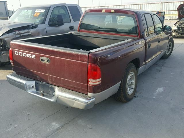 1B7GL2AN2YS607805 - 2000 DODGE DAKOTA QUA BURGUNDY photo 4