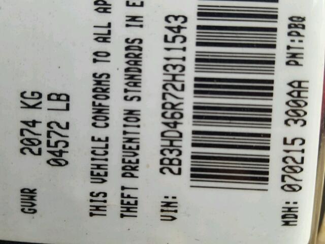 2B3HD46R72H311543 - 2002 DODGE INTREPID S ლურჯი ფოტო 10