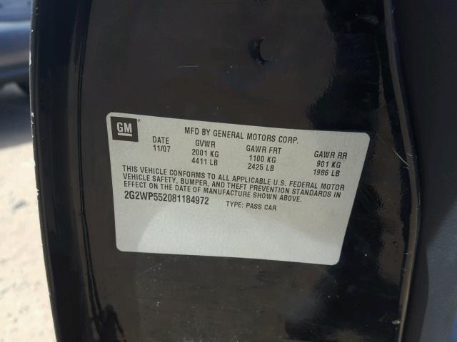 2G2WP552081184972 - 2008 PONTIAC GRAND PRIX Qara foto 10