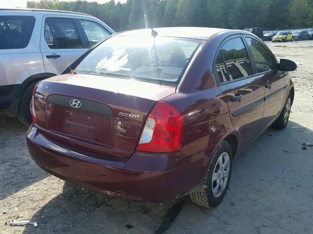 KMHCM46C99U322647 - 2009 HYUNDAI ACCENT MAROON photo 4