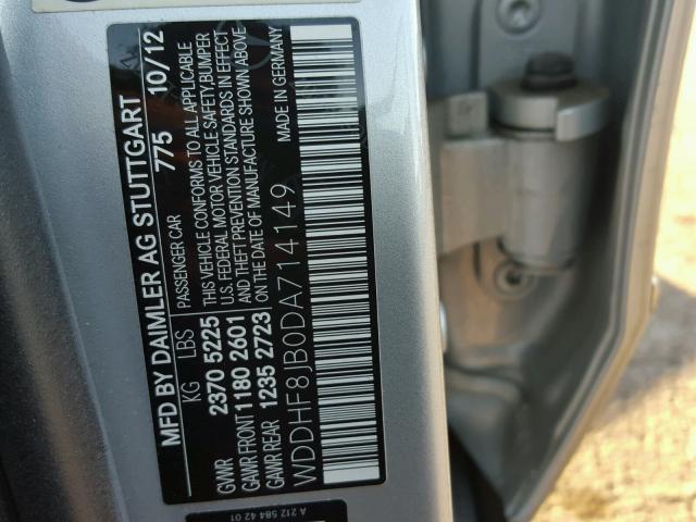 WDDHF8JB0DA714149 - 2013 MERCEDES-BENZ E 350 4MAT SILVER photo 10