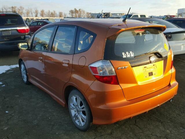 JHMGE8H40AS013258 - 2010 HONDA FIT SPORT ORANGE photo 3