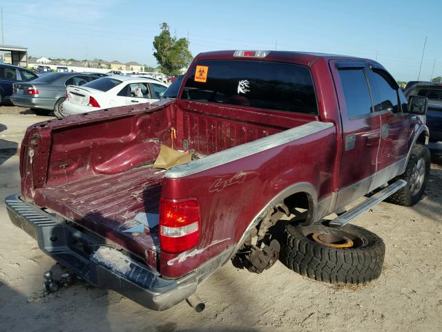 1FTPW14504KC34786 - 2004 FORD F150 SUPER BURGUNDY photo 4