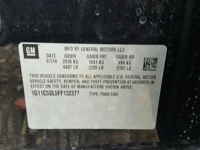 1G11C5SL5FF132377 - 2015 CHEVROLET MALIBU 1LT 黑色 照片 10