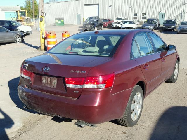 5NPET46F18H339056 - 2008 HYUNDAI SONATA GLS MAROON photo 4